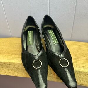 Black Women's leather and suede kitten heels